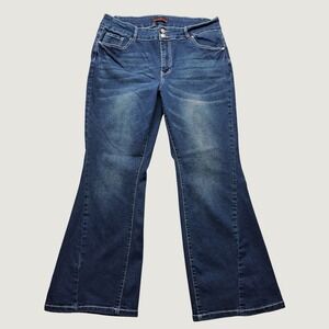 Curvalicious Flare Jeans Womens 36 Dark Blue Good Double Button Contrast Stitch
